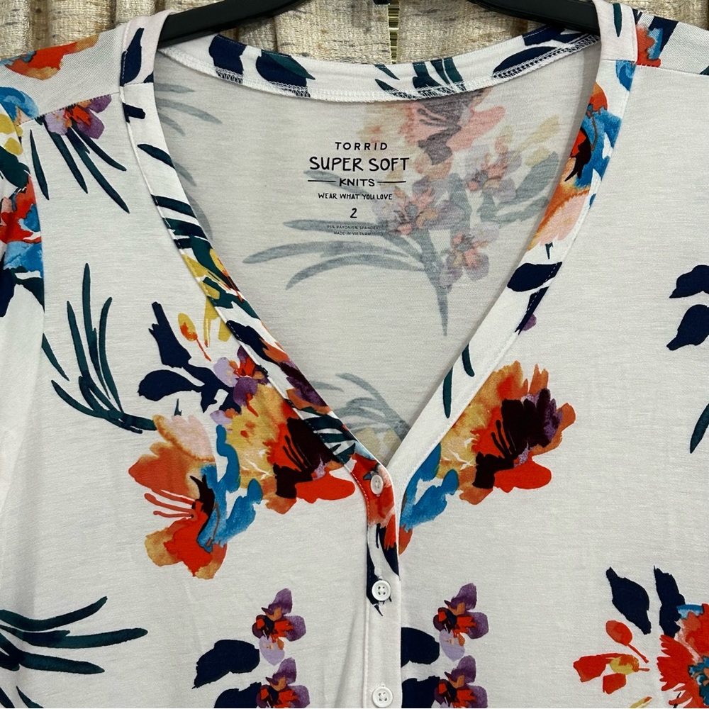 Torrid Super Soft Button Front Tiered Babydoll Top - image 2